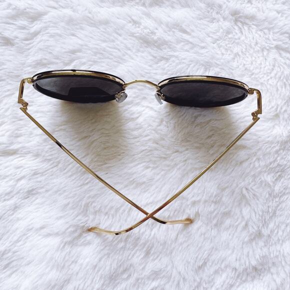 Dean Black w/ Gold Rim Round Sunglasses - Picture 9 of 12